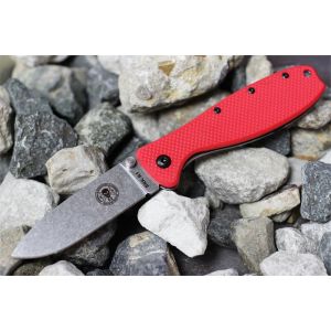 ESEE Zancudo Framelock Folder with Stainless Steel Stonewash Blade and Red Handle